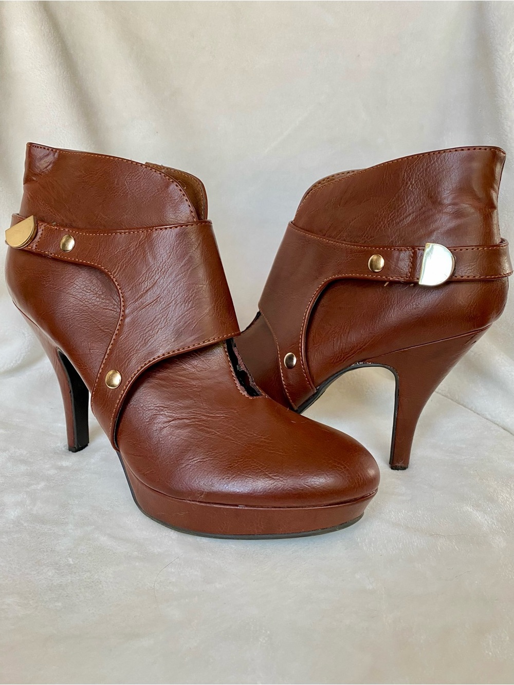 Unlisted Faux Leather High-Heel Ankle Booties